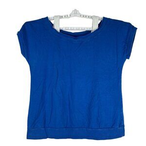 Fashion Bug Womens Blue Short Sleeve Top Size Large Cotton Spandex Blend